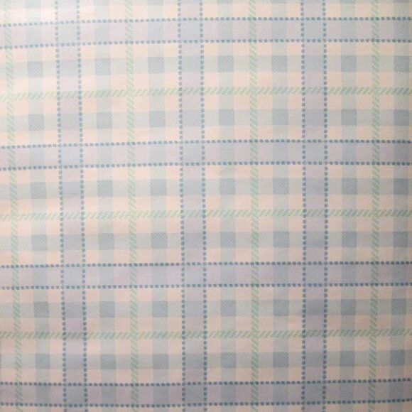 1970s Vintage Blue Gingham Motif Wallpaper - Picture 1 of 8
